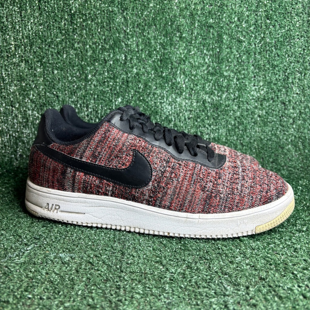 Nike Air Force‎ 1 Flyknit 2.0 CI0051-600 Low Top Red Black Sneakers Mens Size 11